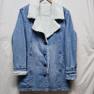 Classic Blue Denim Jacket with Sherpa Collar